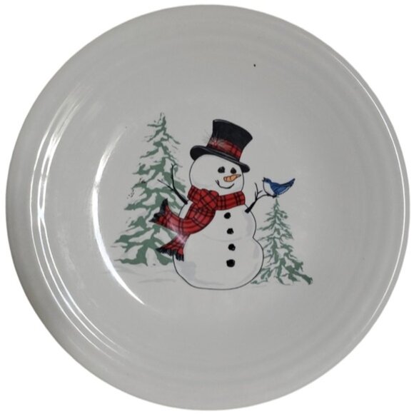 Fiestaware Fiesta 9" Snowman Bird Ceramic Luncheon Plate Classic Rim White - Picture 2 of 16